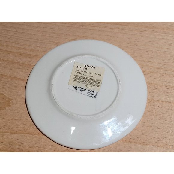 MWW Market Christmas Mini Plate 4.5" Flake Snow Church Trees Blue White - Picture 3 of 3